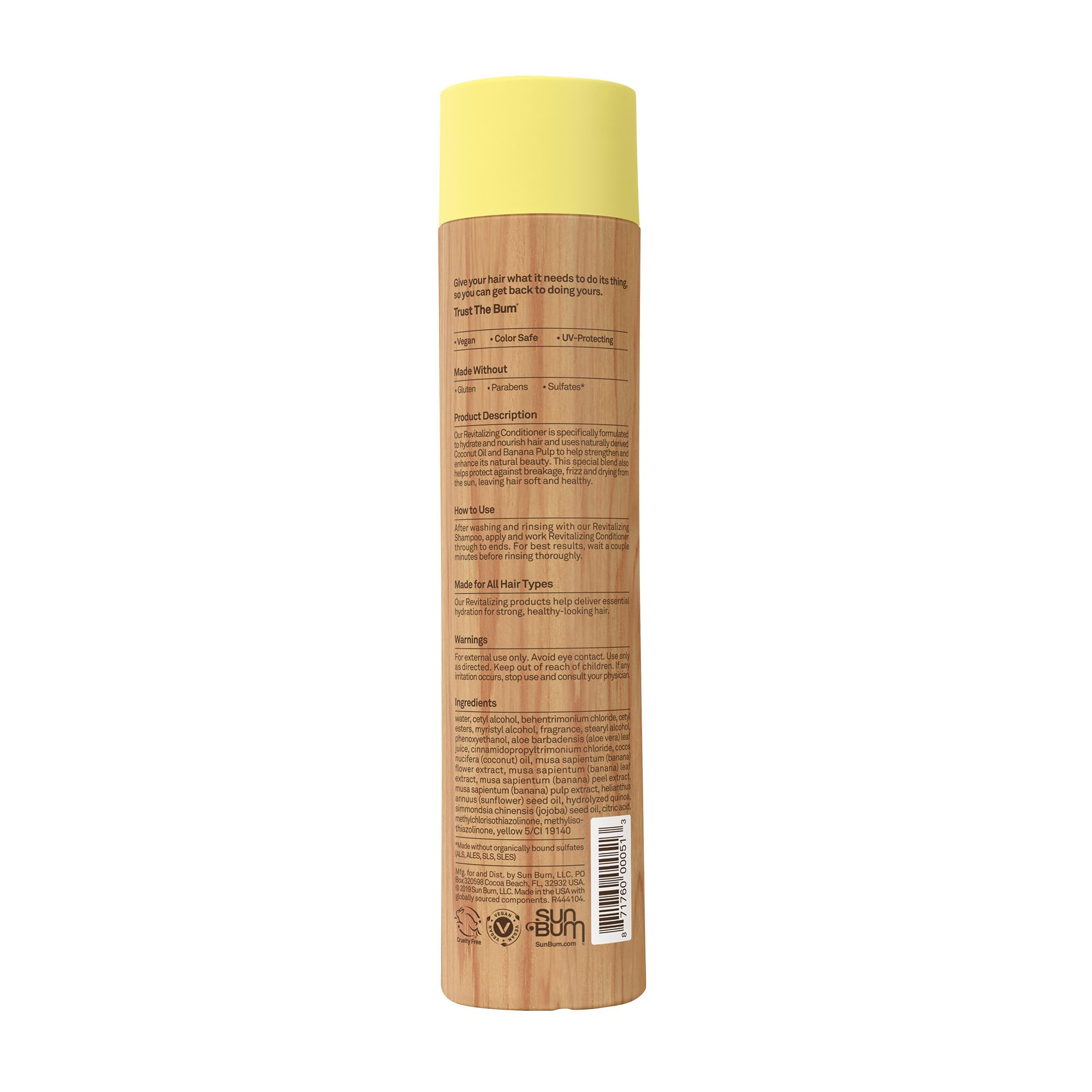 Envase compacto de Sun Bum Acondicionador Revitalizante para uso diario.