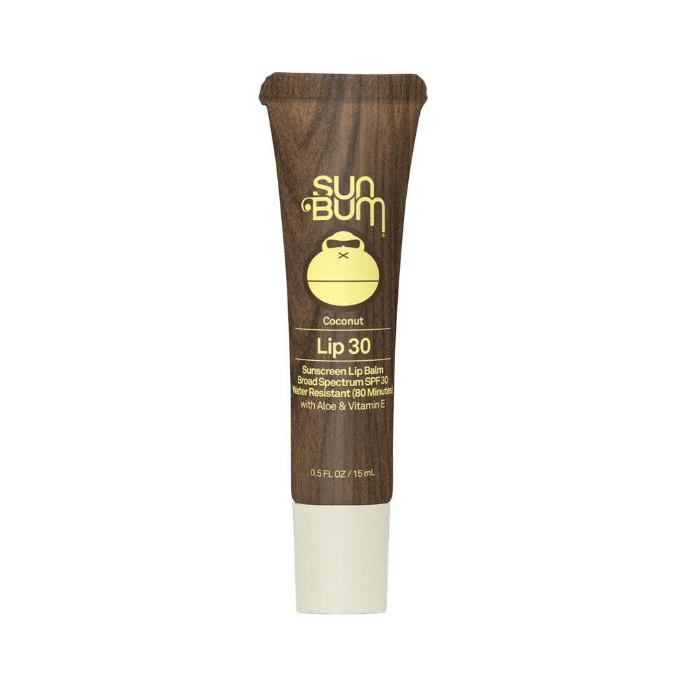 Sun Bum bálsamo labial SPF30 con coco para labios suaves y protegidos.
