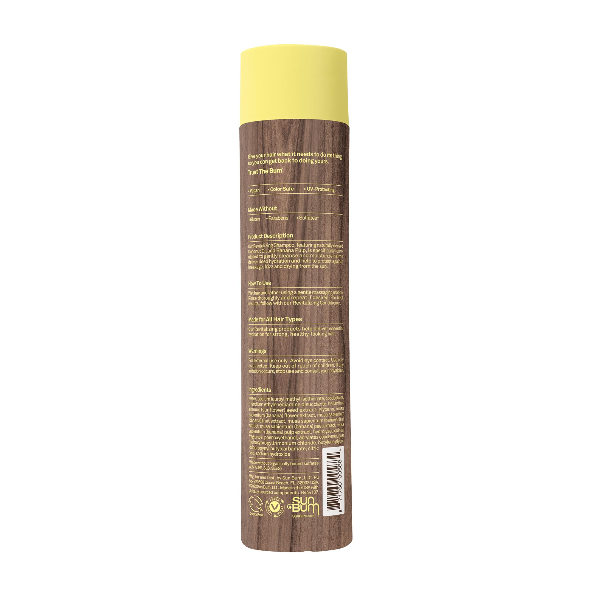 Sun Bum champú revitalizante, envase vegano y libre de crueldad.