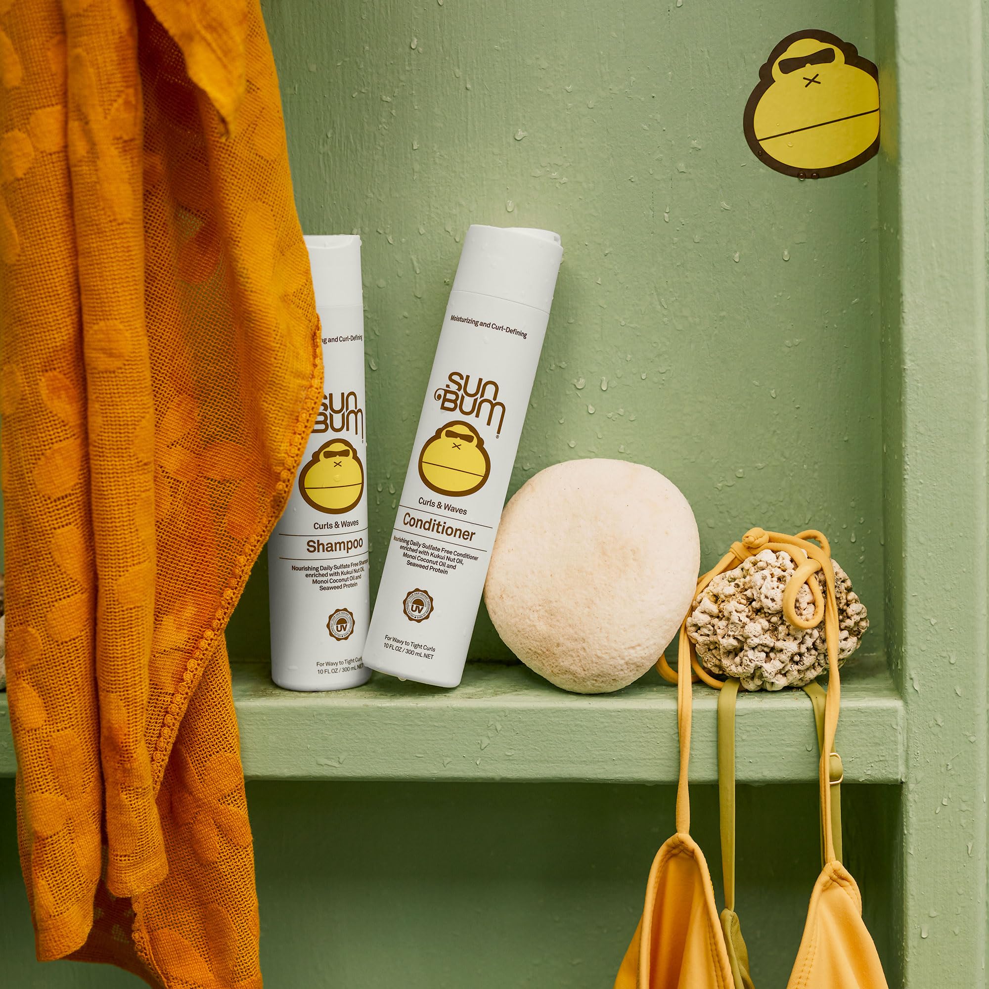Sun Bum Curls Acondicionador, etiqueta vegana y libre de crueldad.
