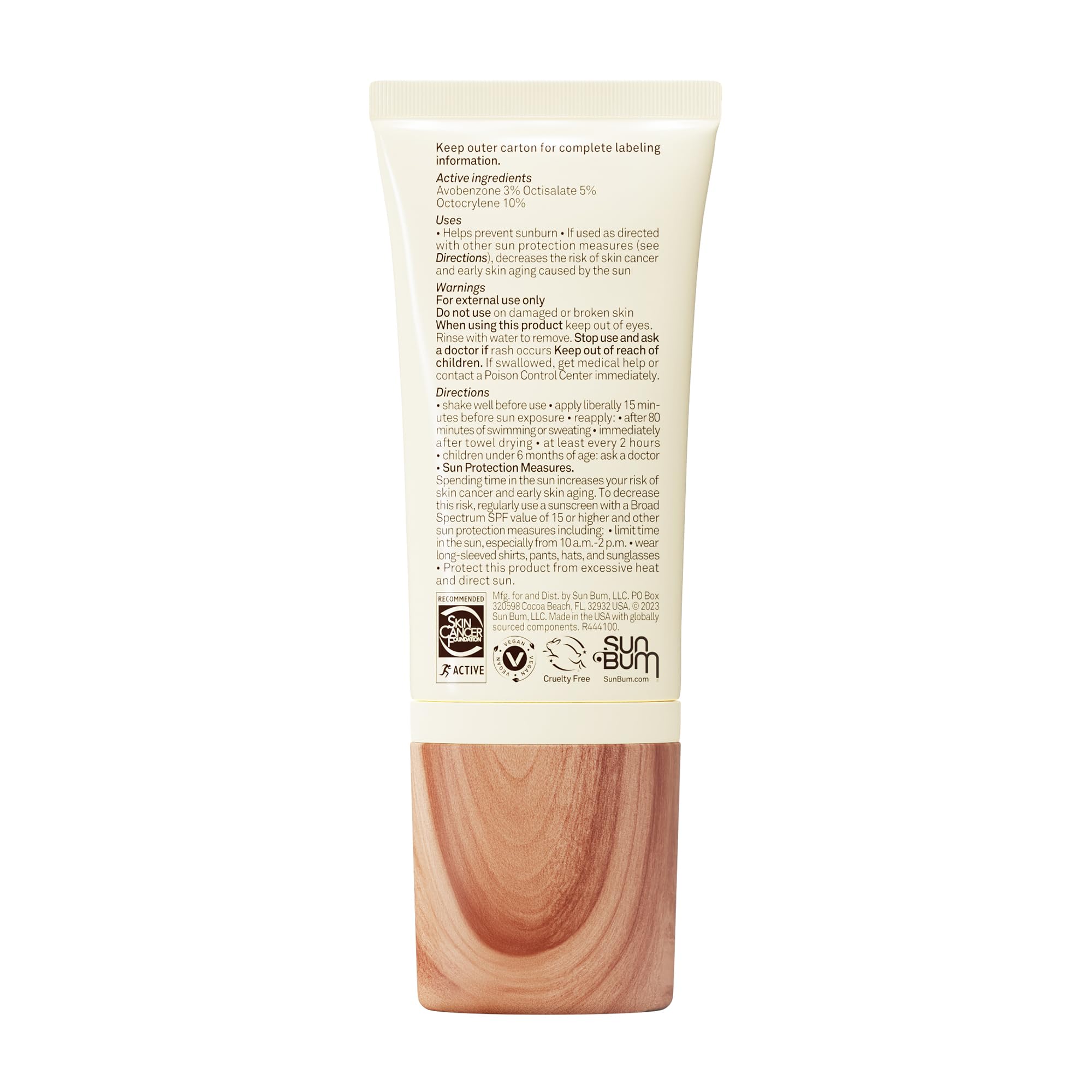 Close-up on skin shows sheer tint and natural glow from Sun Bum Glow.