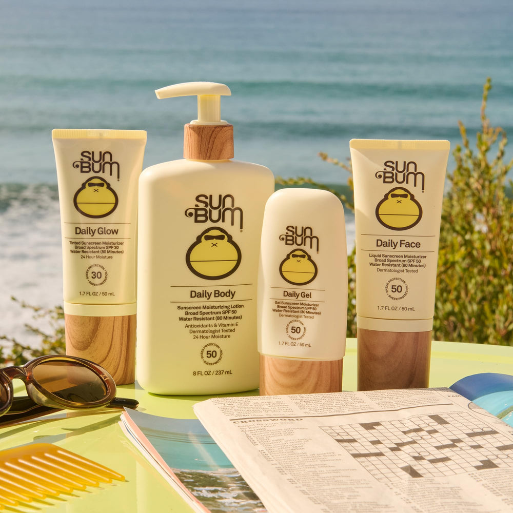 Travel-size Sun Bum Glow bottle ready for carry-on skincare.