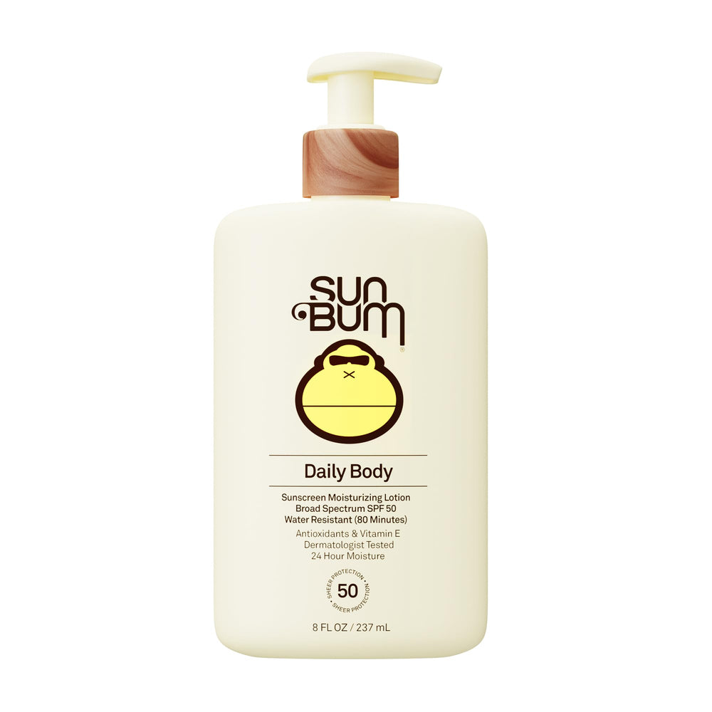 Sun Bum Daily SPF 50 Body Lotion bottle demonstrates daily protection on the skin