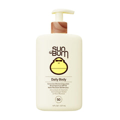 Sun Bum Daily SPF 50 Body Lotion bottle demonstrates daily protection on the skin