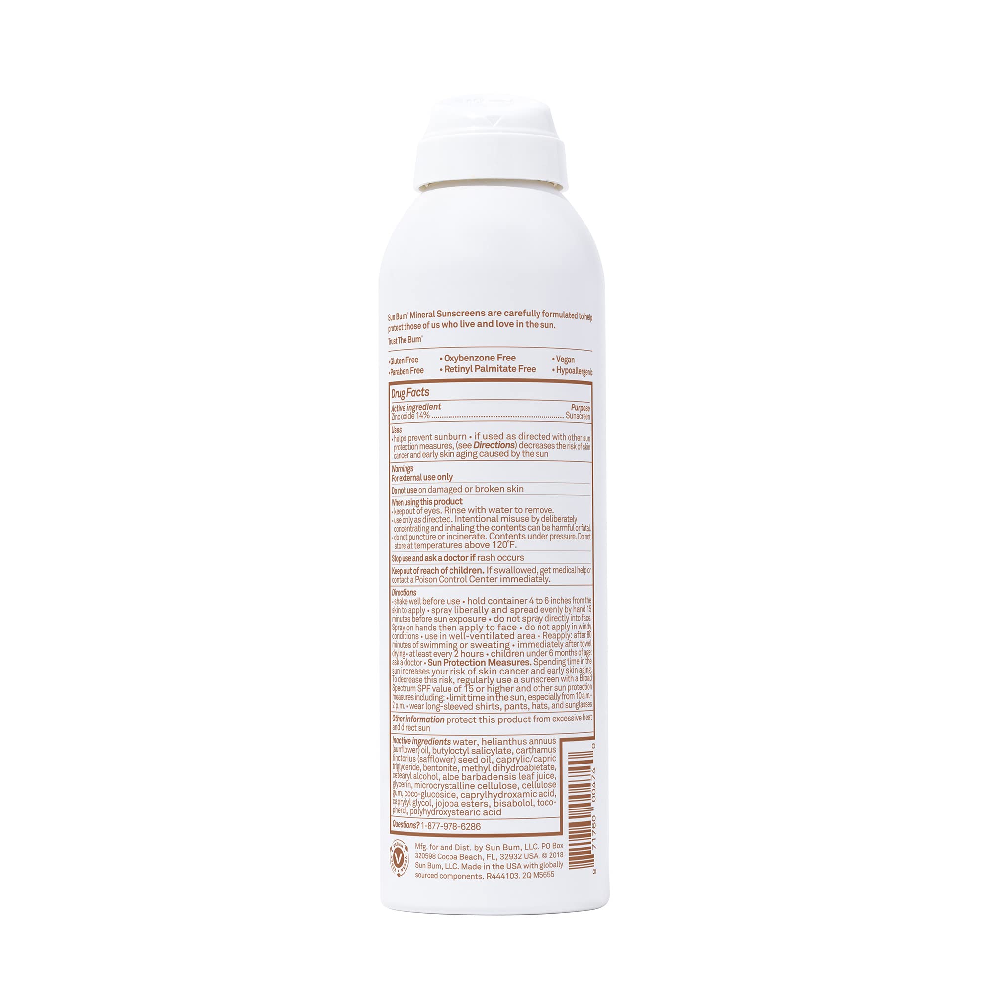 Presentación de 6 onzas de Sun Bum Mineral SPF 30 para viajar.