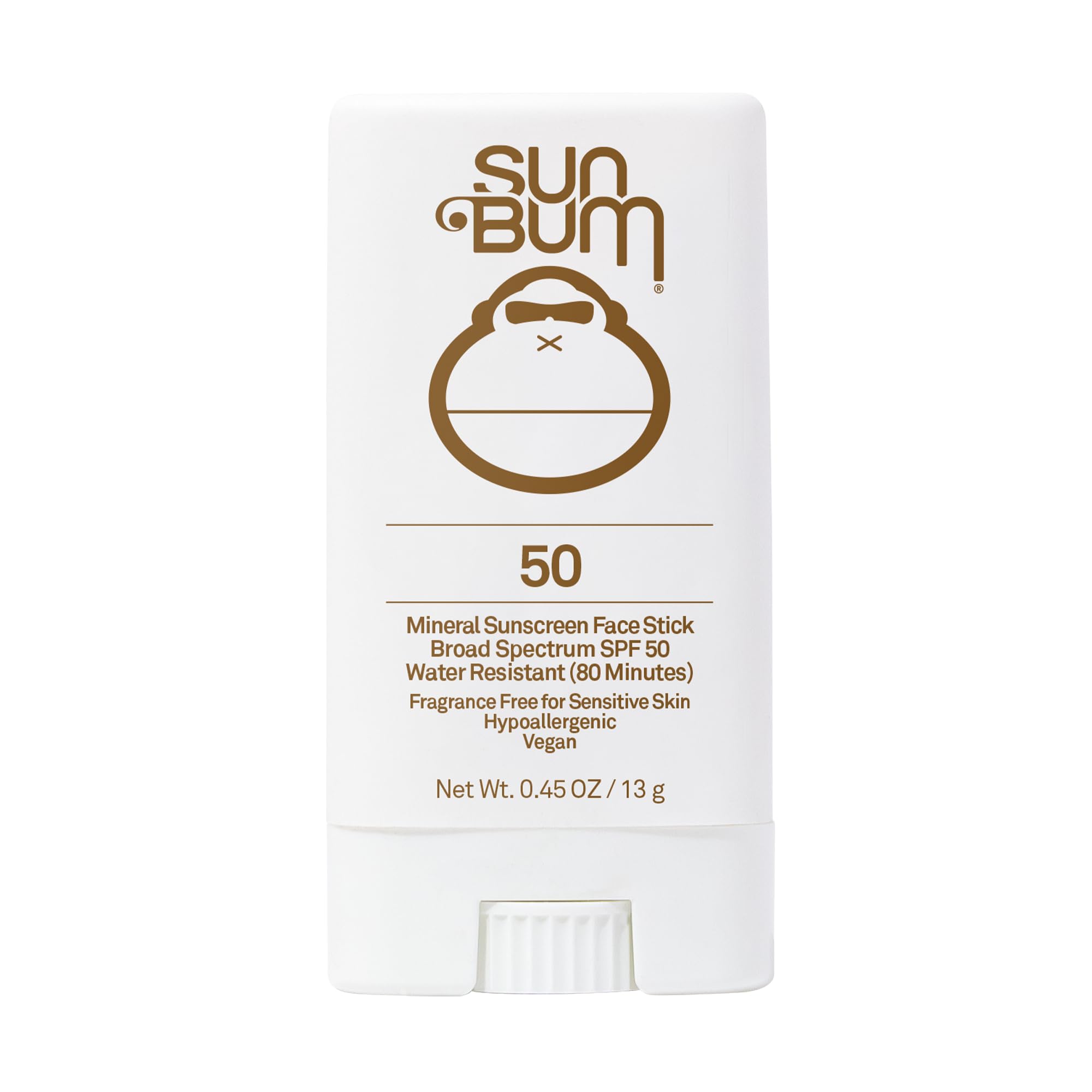 Sun Bum Mineral SPF 50 barra facial, aplicación directa en rostro.