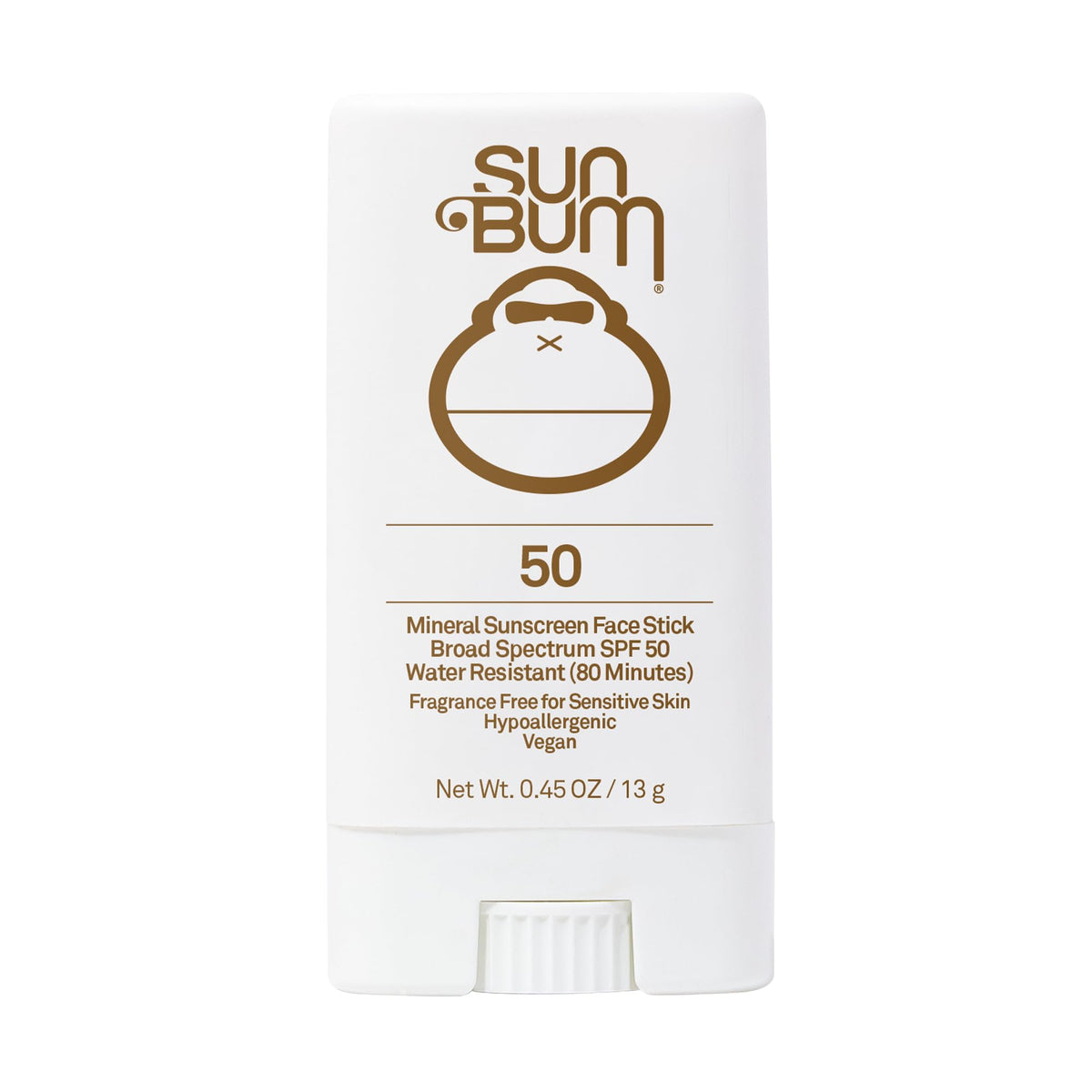 Sun Bum Mineral SPF 50 barra facial, aplicación directa en rostro.