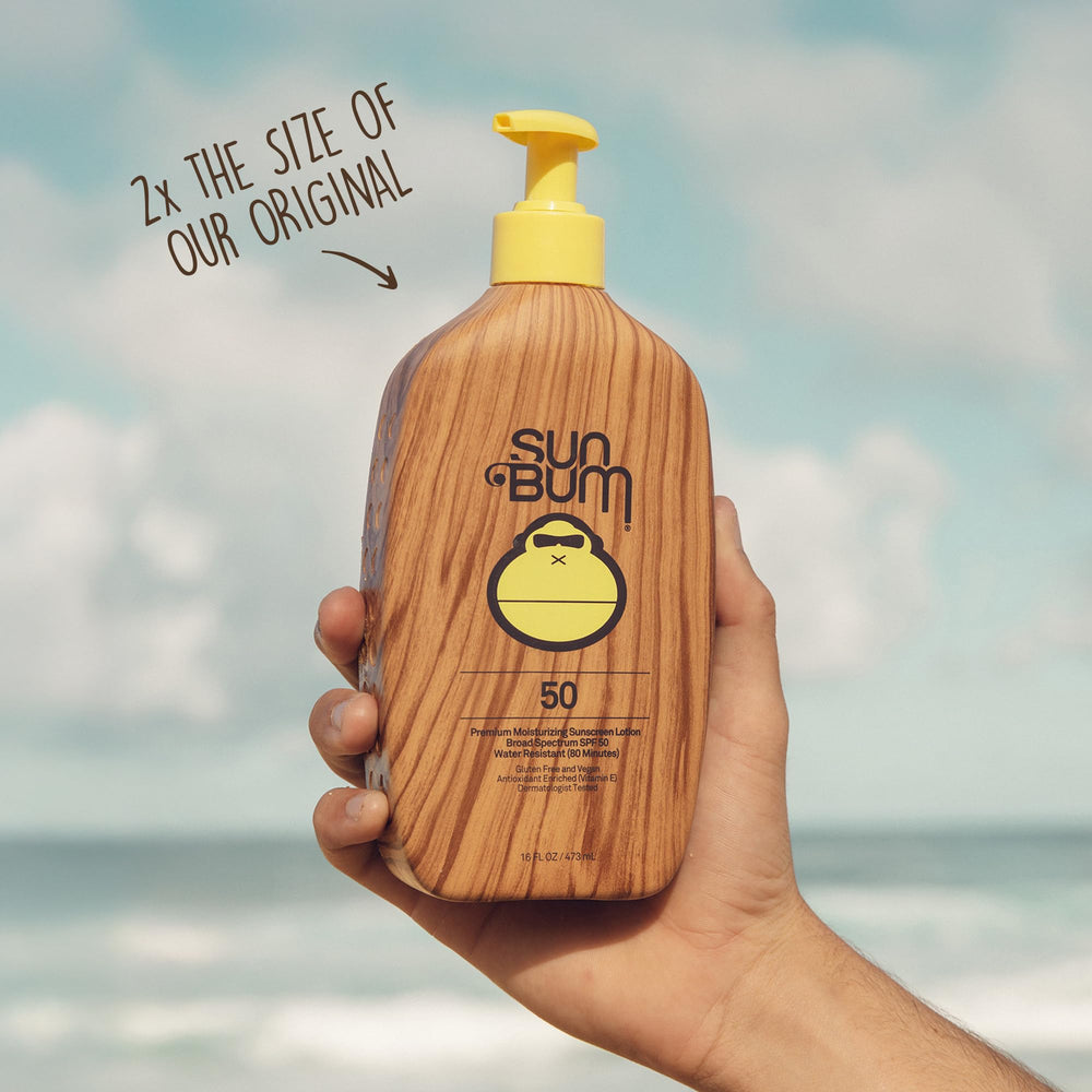 Sun Bum Original SPF 50 sunscreen lotion on arm shows quick absorption.