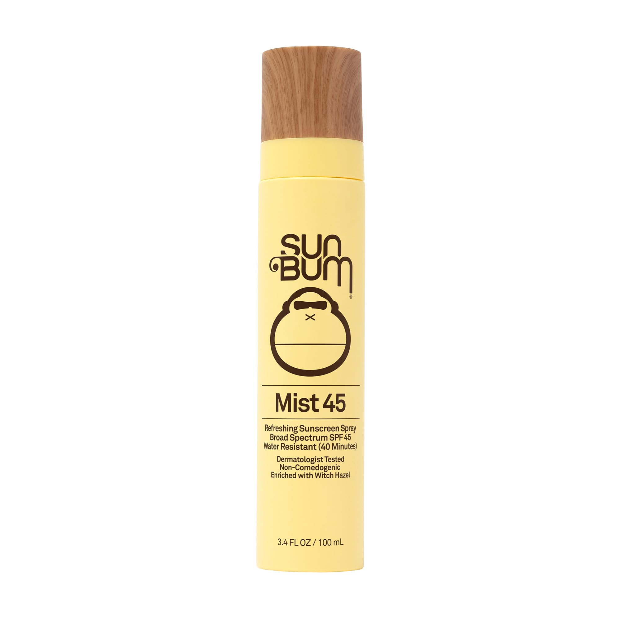 Sun Bum Original SPF 45 spray frontal indica protección ligera para rostro