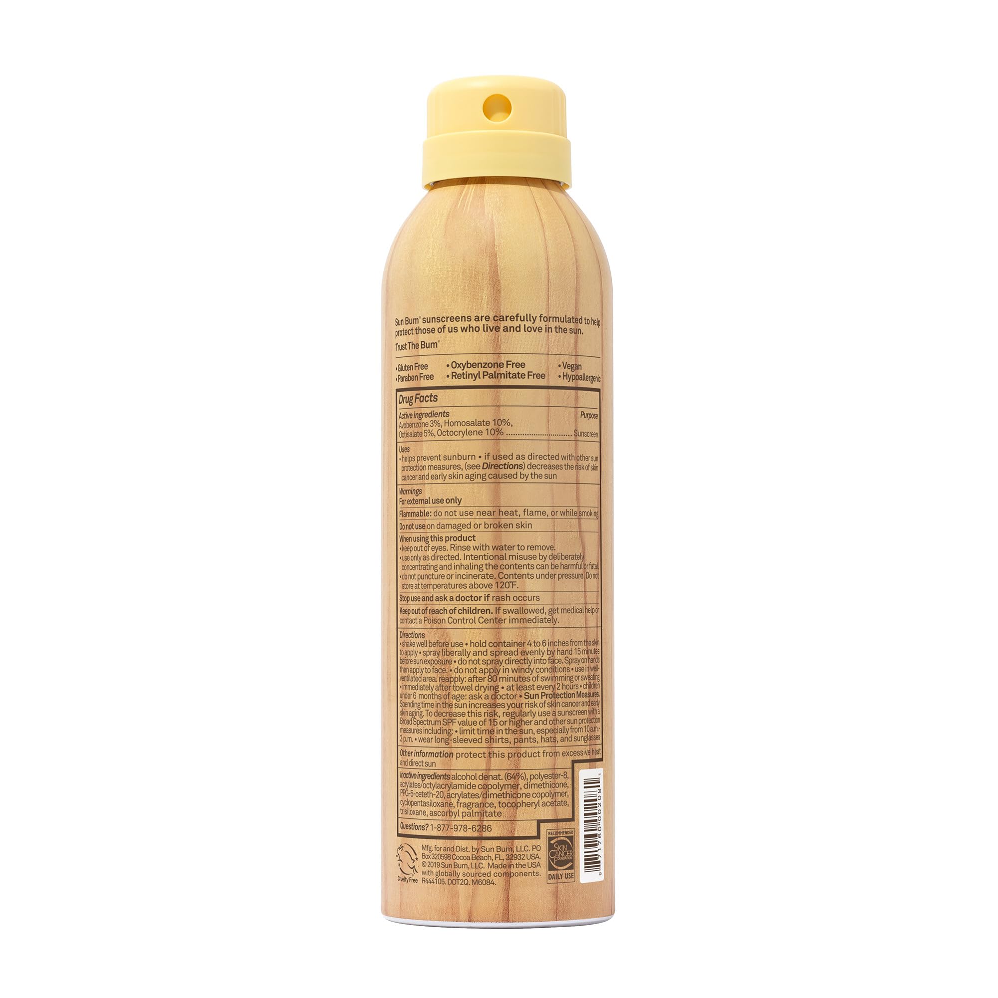 Sun Bum Original SPF 70 spray, protección de amplio espectro y fórmula libre de químicos agresivos.