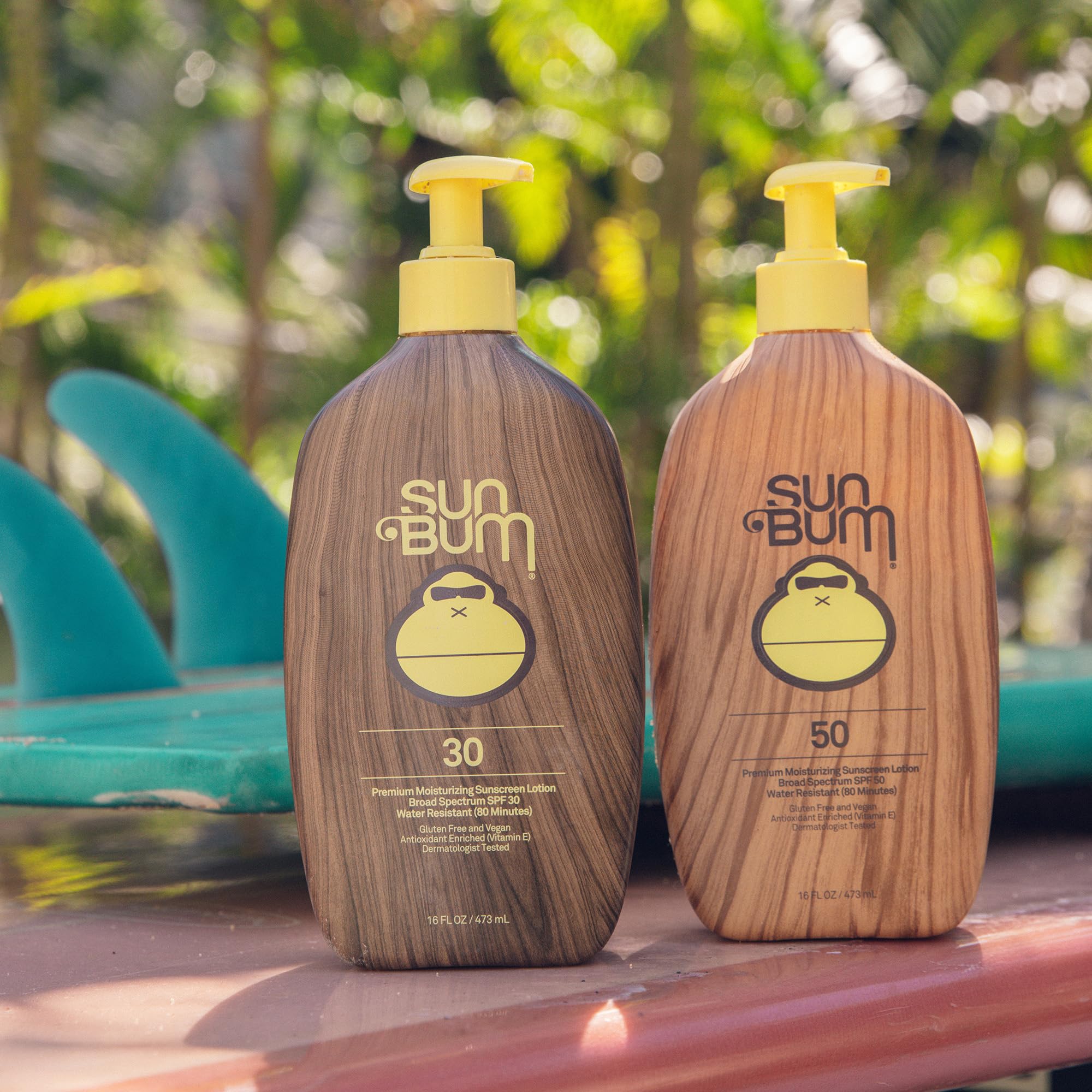 Back label of Sun Bum Original SPF 30 sunscreen lotion showing ingredients