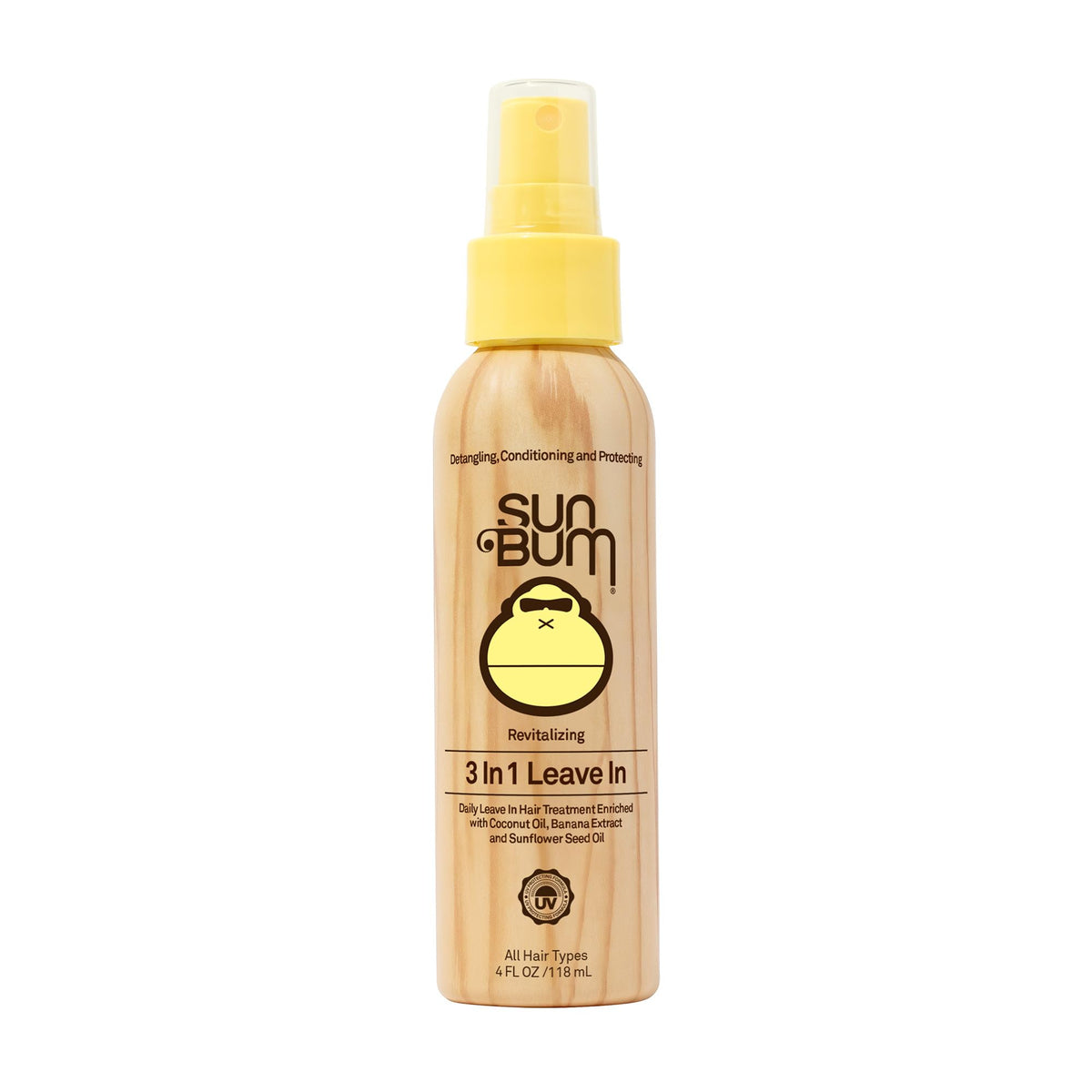 Sun Bum Revitalizante 3 en 1, botella, facilita peinado y controla el encrespamiento.