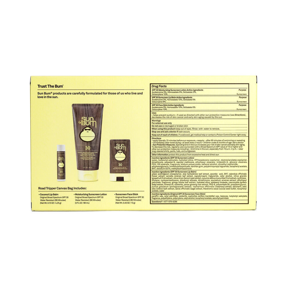 Sun Bum Road Tripper lip balm coconut close-up emphasizes tropical scent.