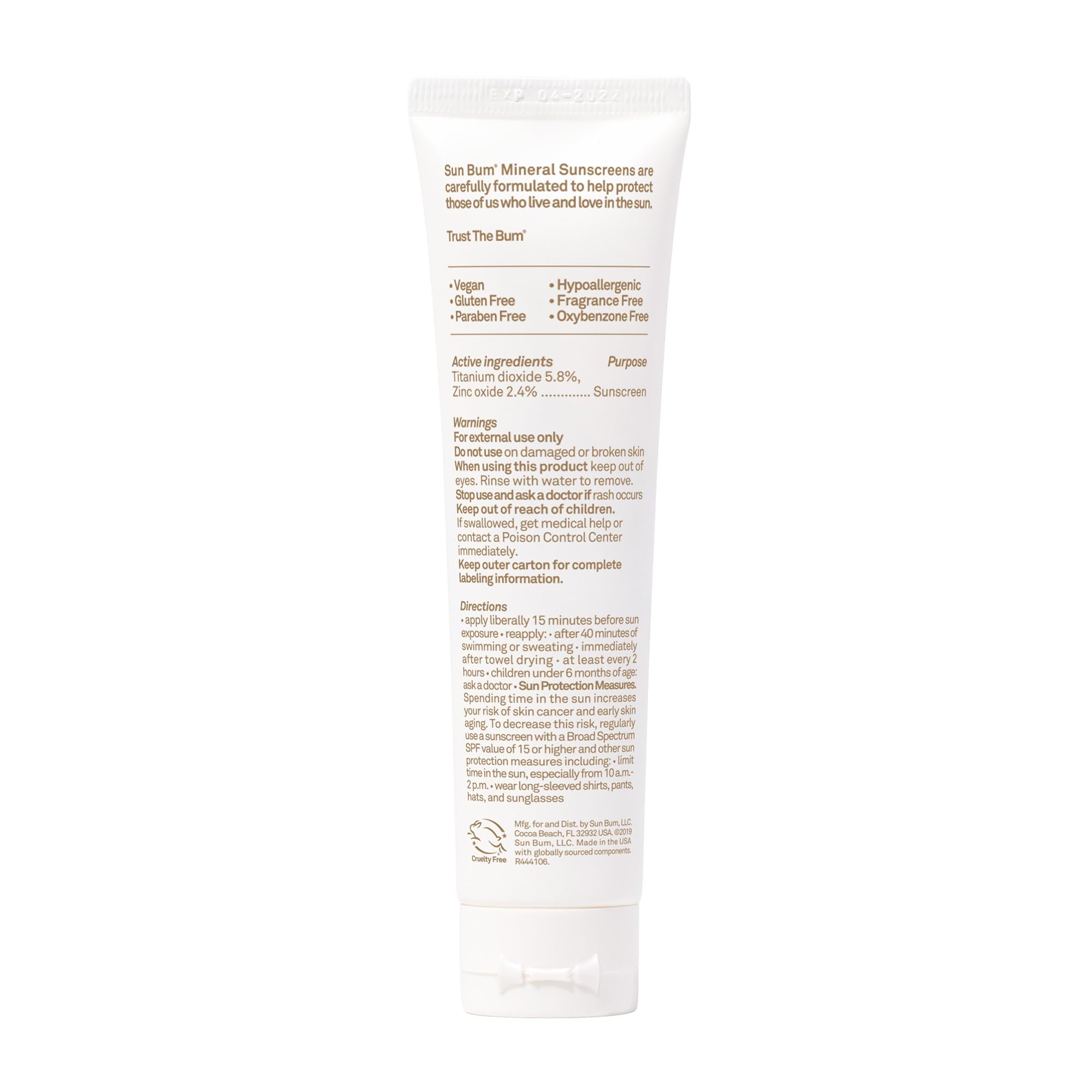 Sun Bum vitamin E enriched mineral sunscreen closeup shows nourishing touch
