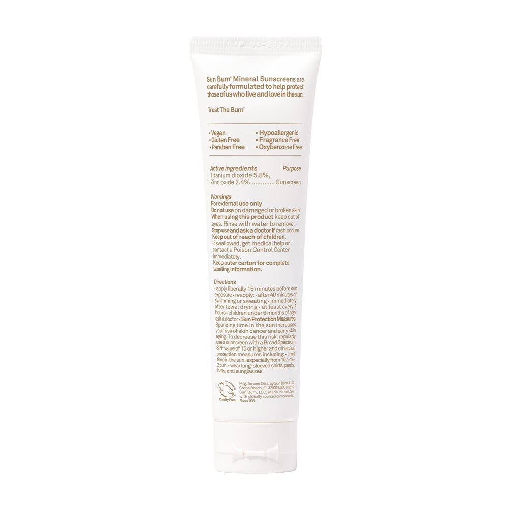 Sun Bum vitamin E enriched mineral sunscreen closeup shows nourishing touch