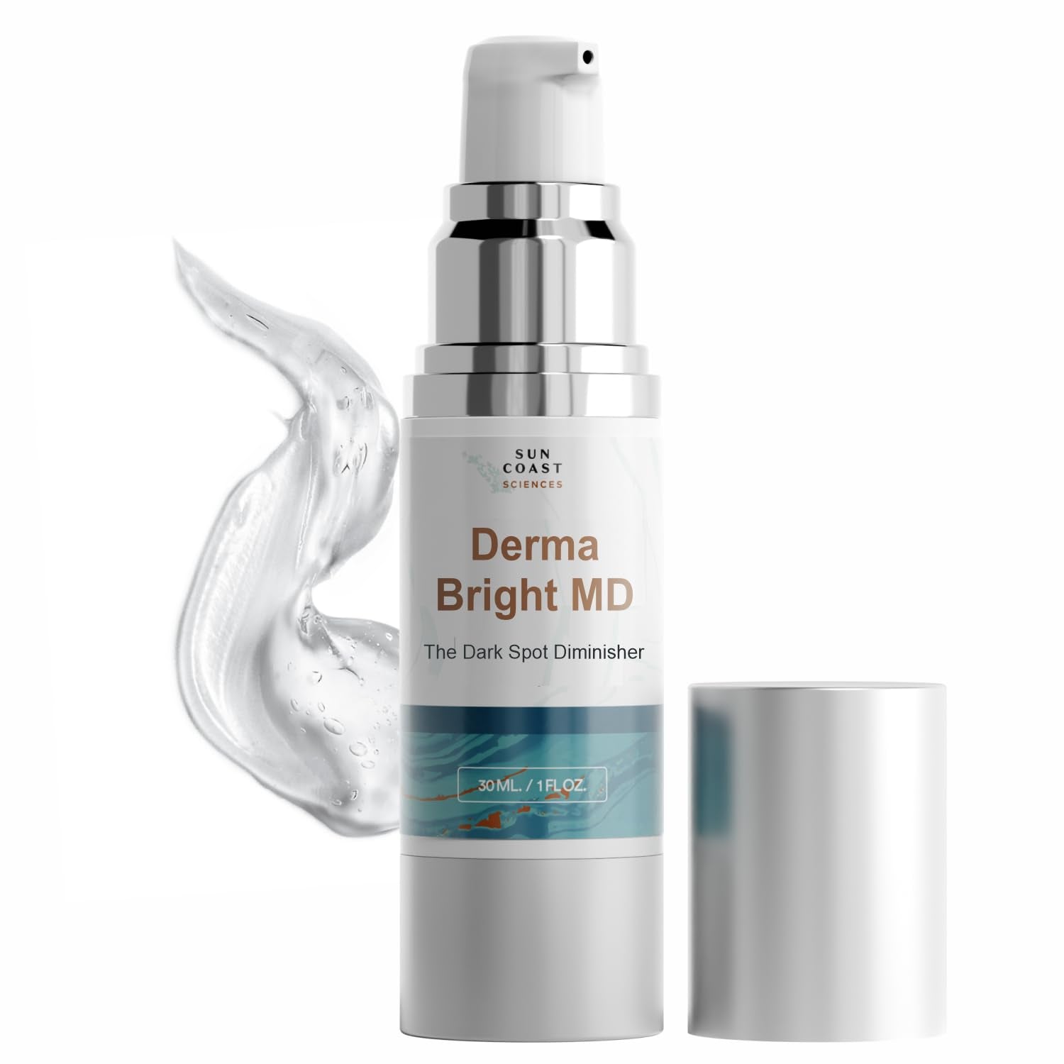 Sun Coast Sciences Derma Bright MD bottle with dropper for even tone enhancement.
