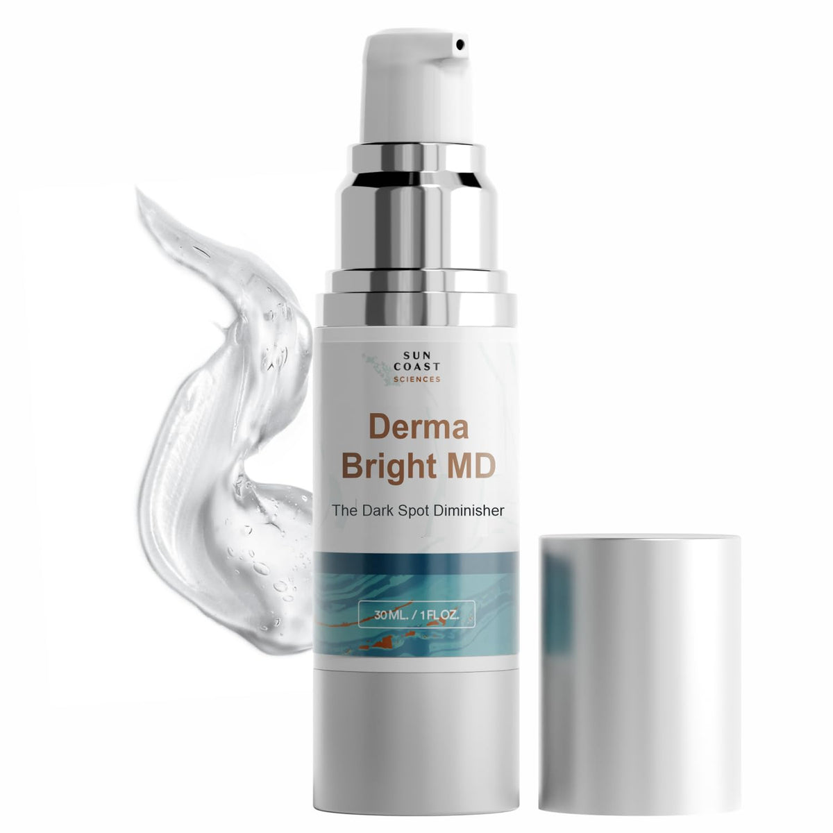 Sun Coast Sciences Derma Bright MD bottle with dropper for even tone enhancement.
