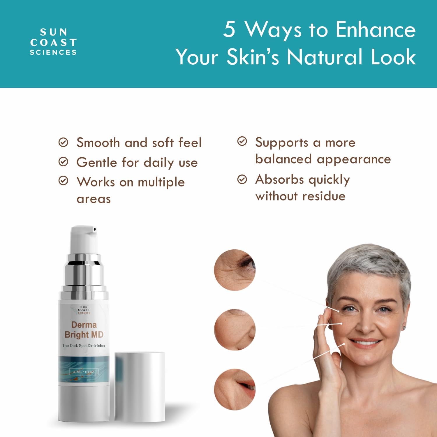 Sun Coast Sciences Derma Bright MD hyaluronic acid glow application.