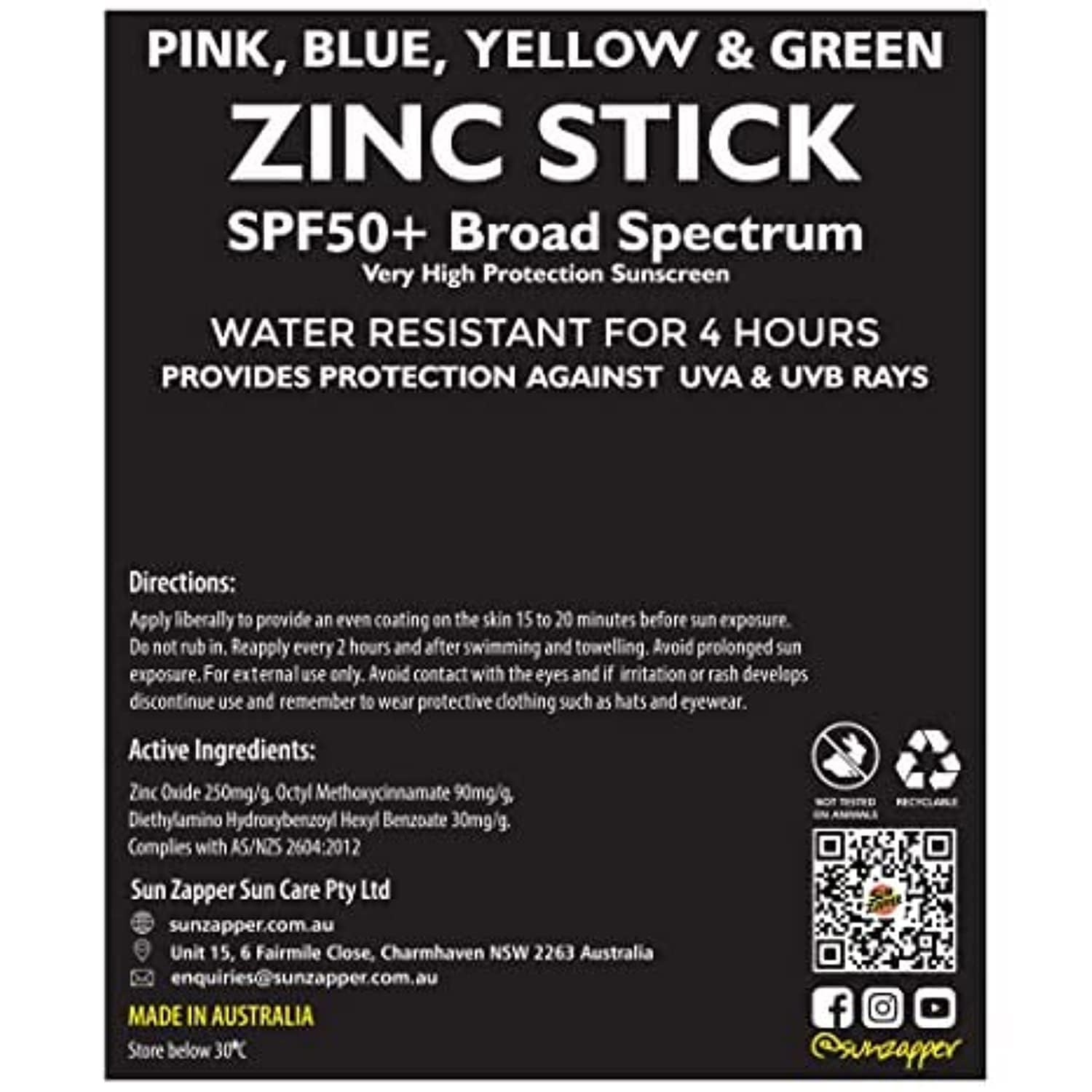 Sun Zapper Rainbow Stick Yellow on skin demonstrating easy, color-coded protection.