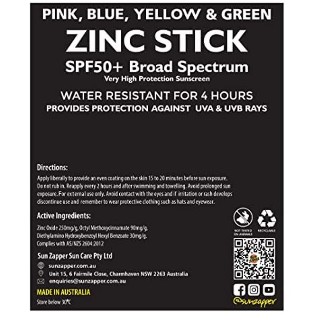 Sun Zapper Rainbow Stick Yellow on skin demonstrating easy, color-coded protection.
