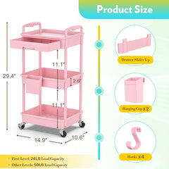 SUNALLY rolling cosmetic cart wheels enable smooth mobility with secure locking.
