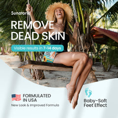 SUNATORIA Foot Peeling Mask pack-back lists gentle exfoliants for soft feet