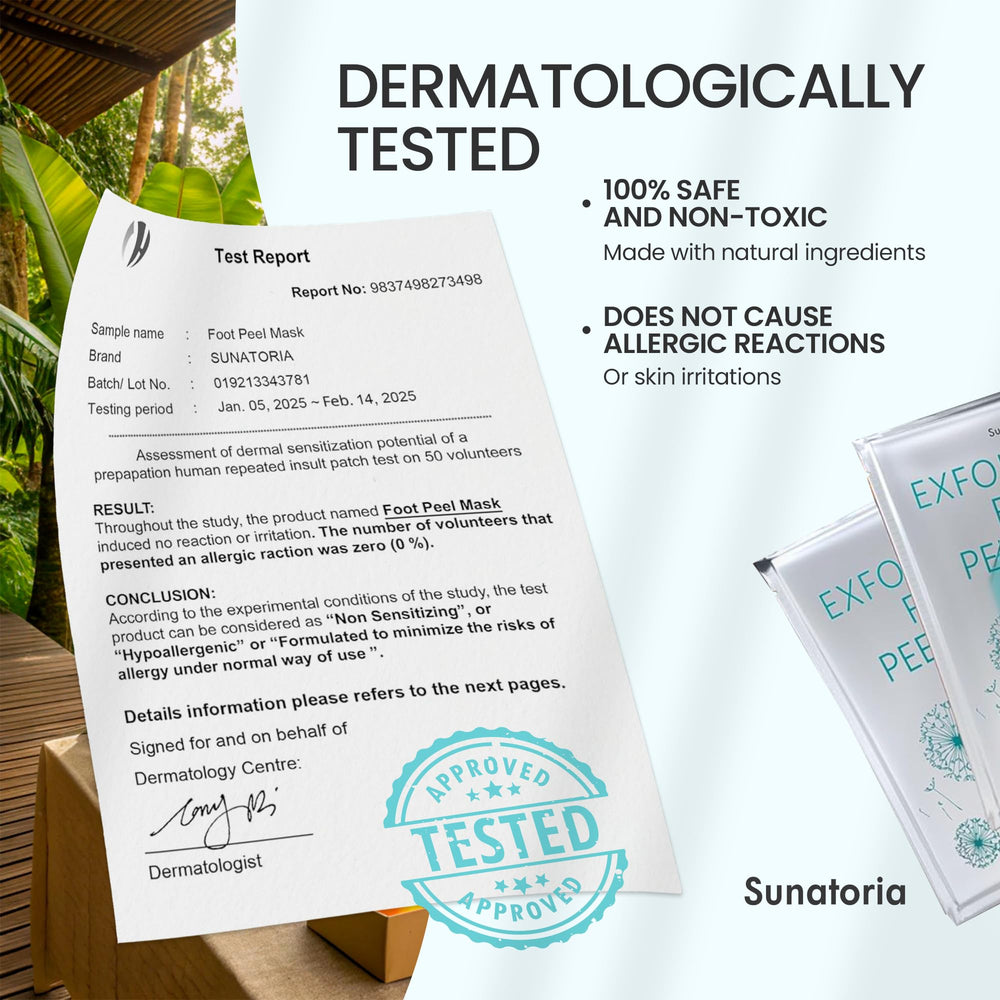 SUNATORIA Foot Peeling Mask pack-open exposes reusable booties for easy use
