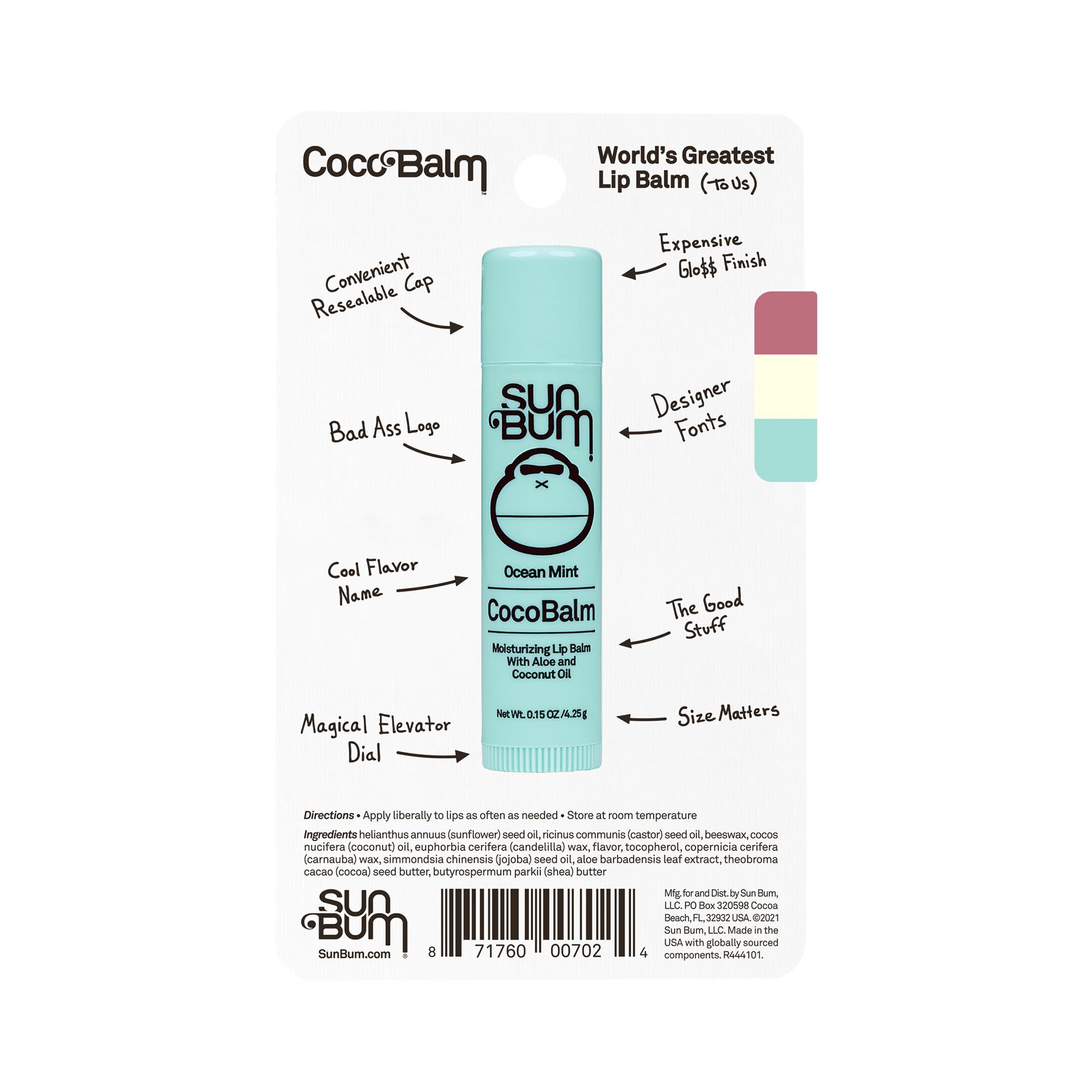 Sun Bum Cocobalm Portátil para playa y rutina diaria.