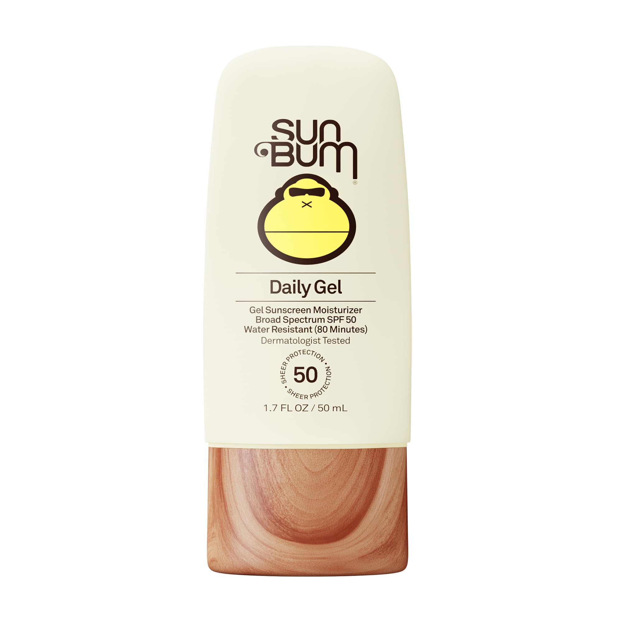 Sun Bum Daily SPF 50 Clear Gel bottle, lightweight protection for daily wear.