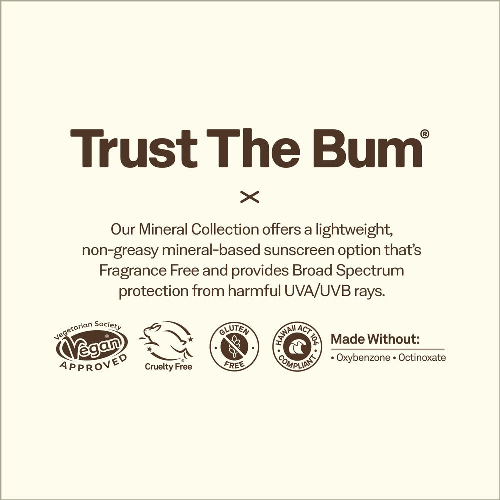 Sun Bum Mineral SPF 50 contiene óxido de zinc y es libre de gluten.