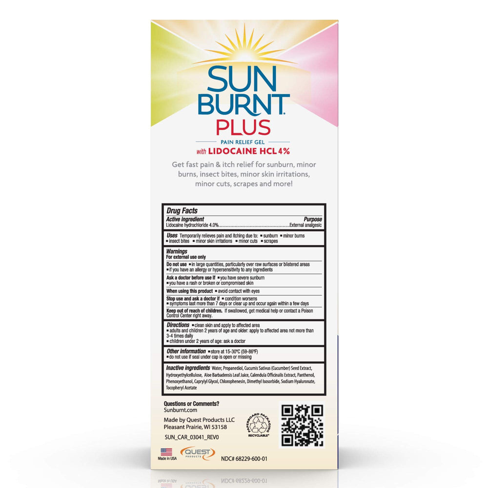 Sunburnt Plus aplicación rápida, se absorbe y deja la piel suave.