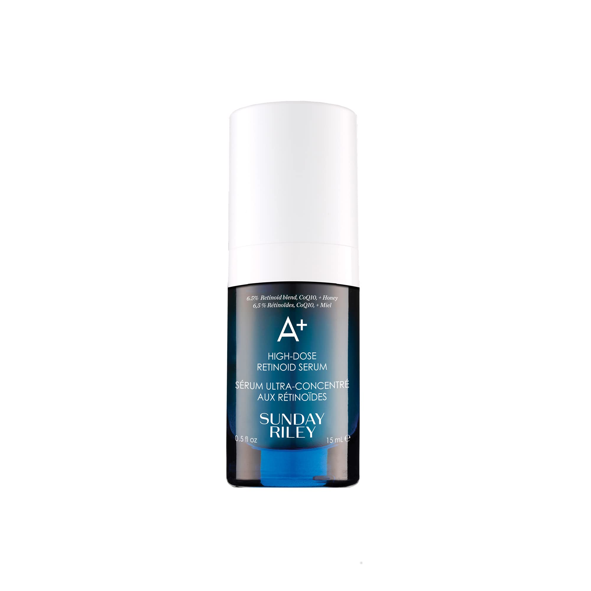 Sunday Riley A+ High-Dose Serum bottle promoting smoother, radiant skin