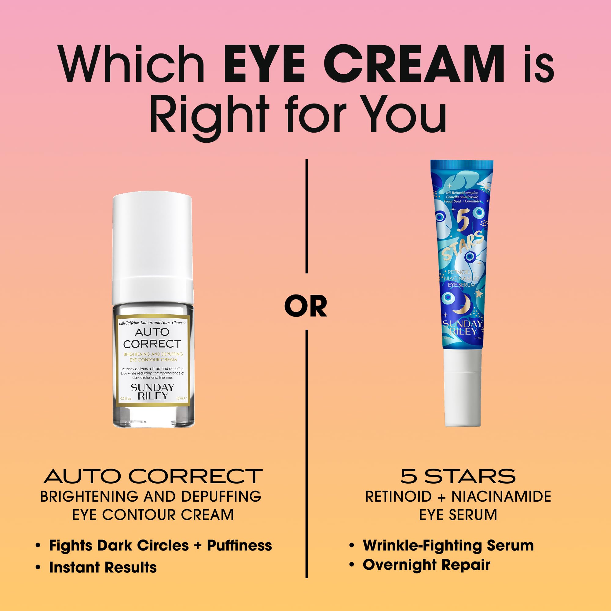 Sunday Riley Auto Correct eye cream swatch reveals smooth texture and instant radiance