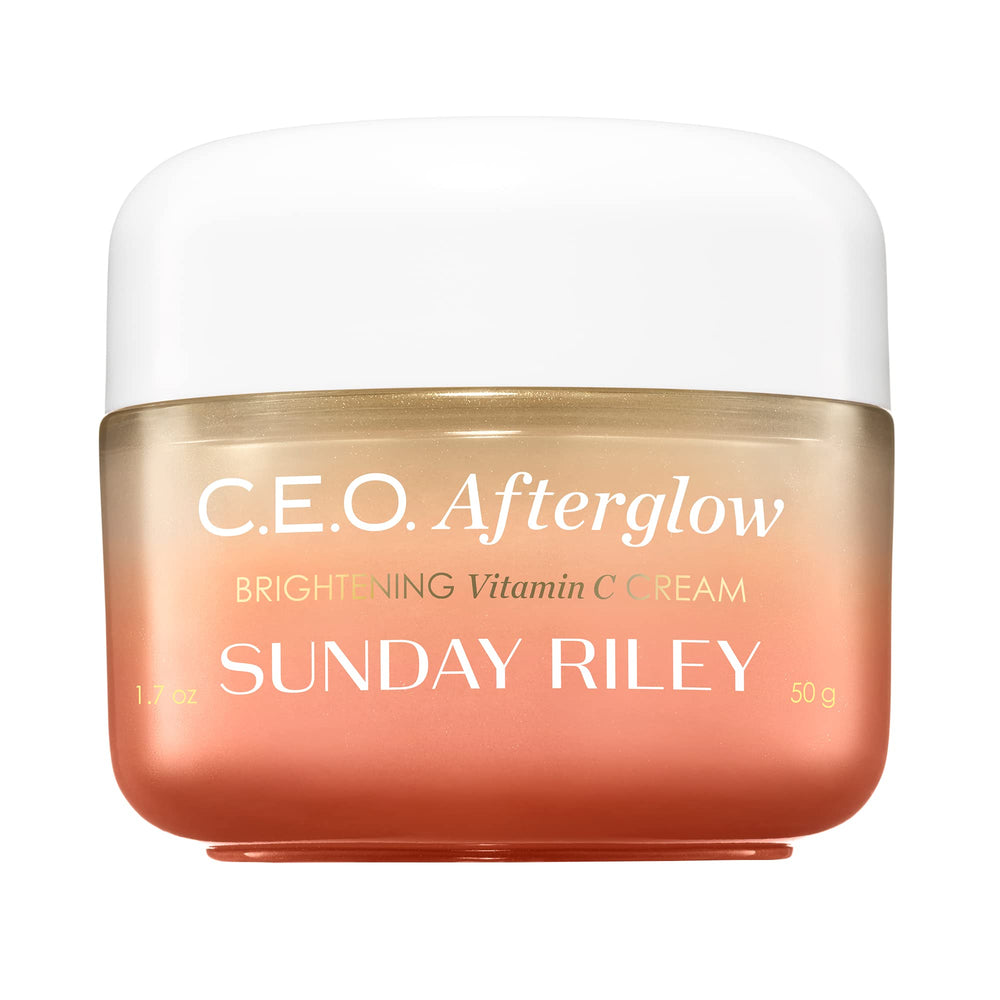Sunday Riley C.E.O. Afterglow bottle front for radiant start to your day