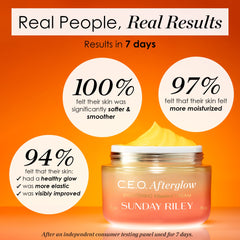 Sunday Riley C.E.O. Afterglow application scene for daily moisturizer and glow