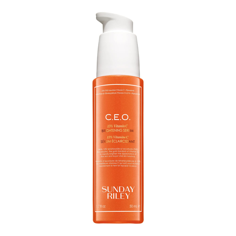 Sunday Riley C.E.O. serum bottle pump for brightening and even tone