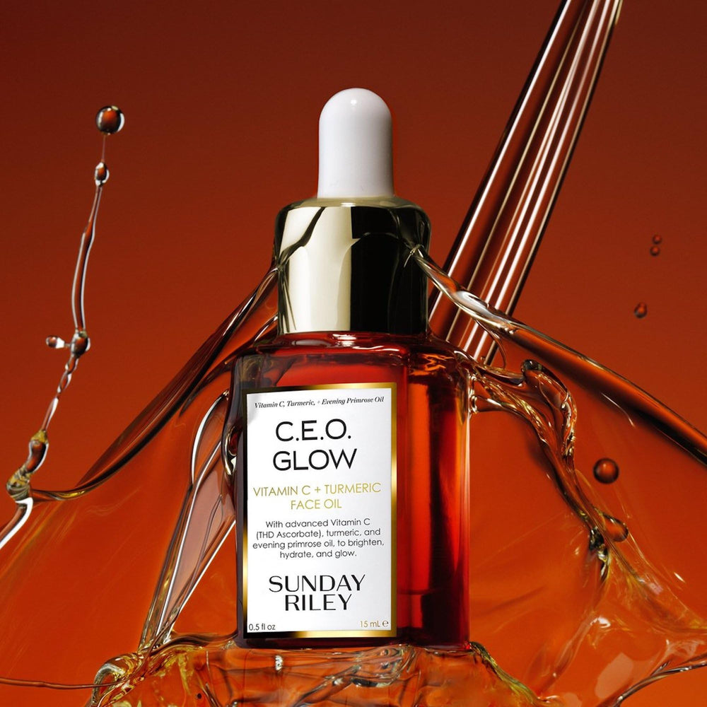 Sunday Riley C.E.O. Glow vitamin C formula signals brighter radiance and even tone.