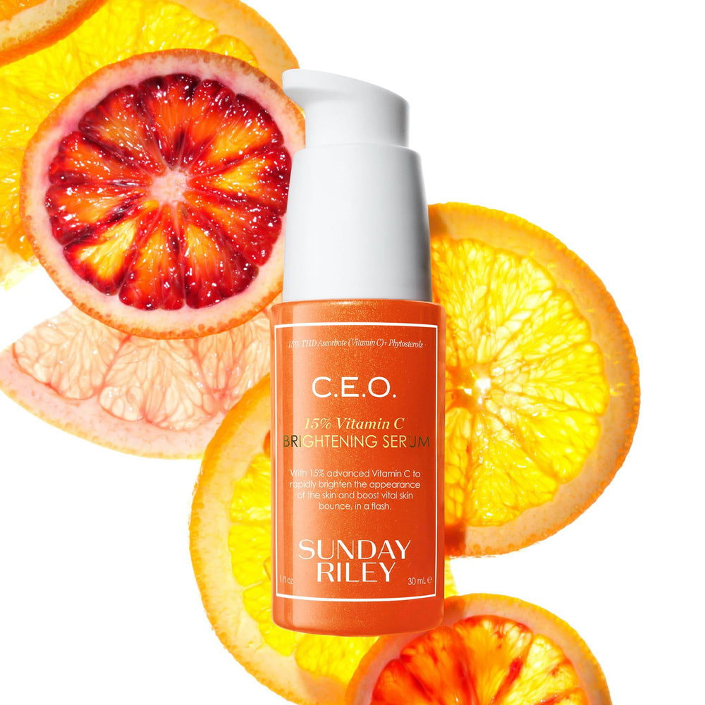 Sunday Riley C.E.O. serum integrated into a morning routine for glow
