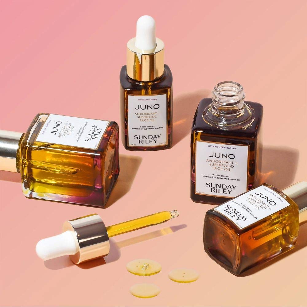 Sunday Riley Juno black cumin oil highlights nourishing properties for sensitive skin