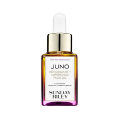 Sunday Riley Juno bottle glows, a radiant hydrating facial oil for dehydrated skin