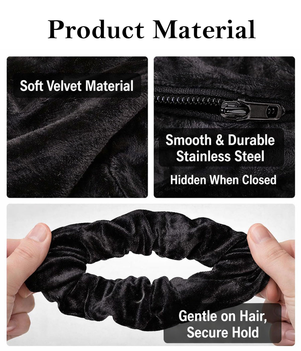 SUNEBOIZ 3-en-1 pulsera scrunchie oculto: accesorio versátil para cabello y bolsillo.