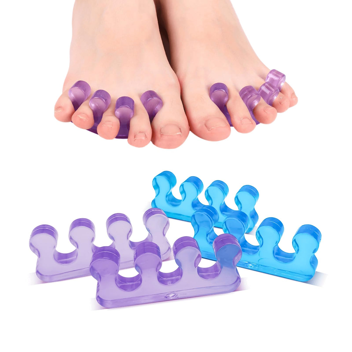 SUNFATT soft gel toe separators spaced for a comfortable pedicure.