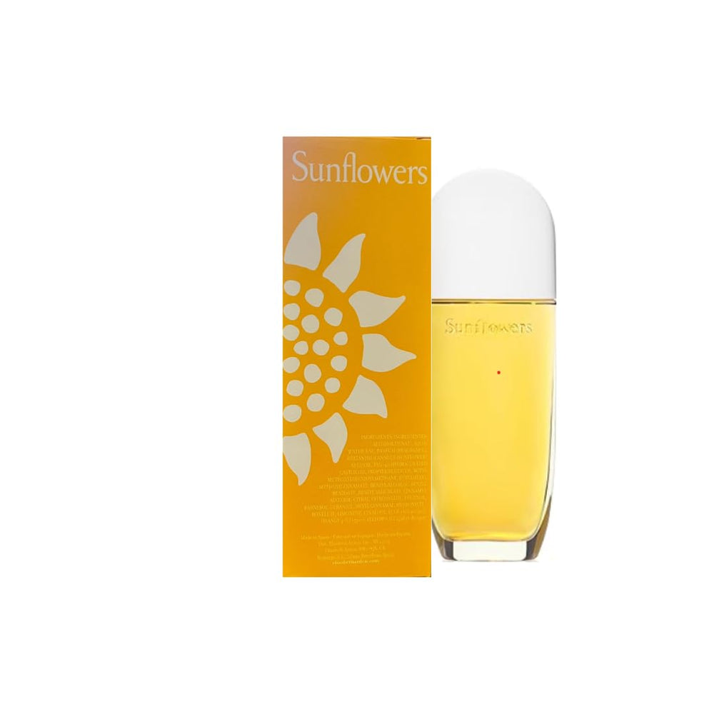 Sunflowers Eau de Toilette bottle on vanity, bright everyday wear.