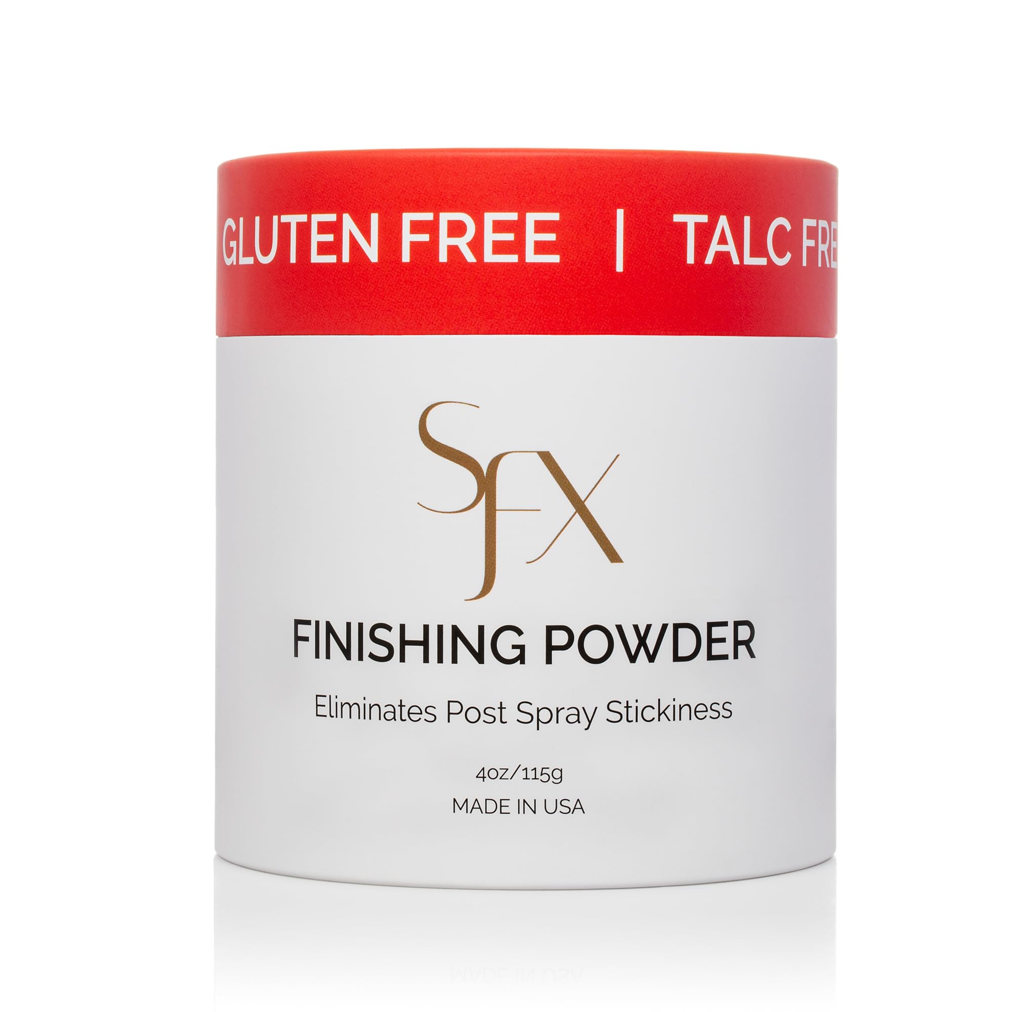 SunFX Post Spray Tan Finishing Powder tropical-burst brush for easy dusting.