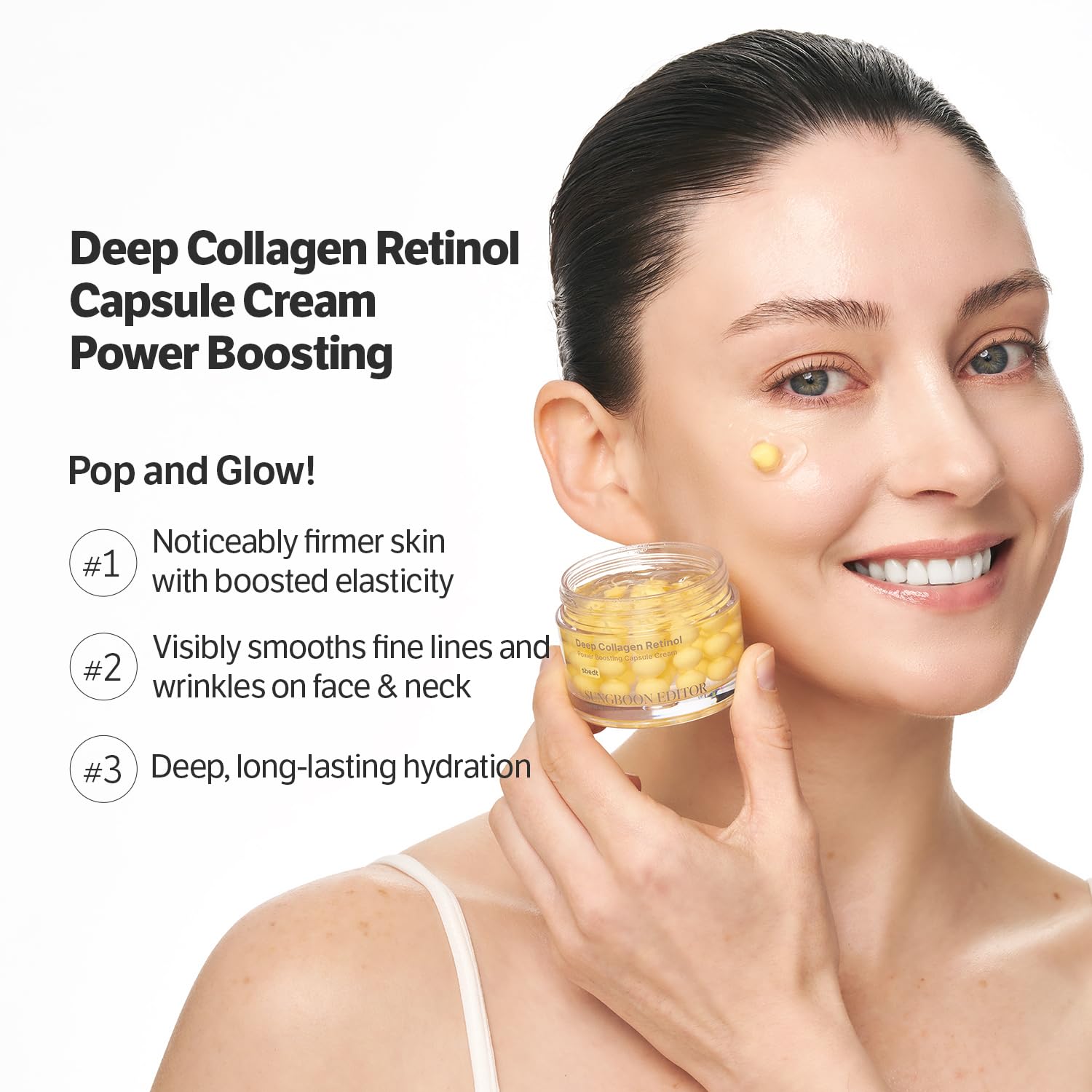 SUNGBOON EDITOR capsule-like spicules closeup promotes smooth texture and gentle stimulation.