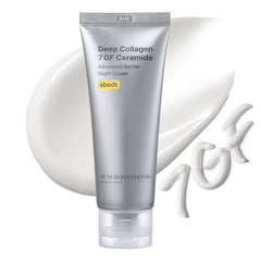 SUNGBOON EDITOR Deep Collagen 7GF night cream bottle promotes overnight hydration.