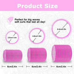 Sungenol three size hair rollers in rose red show versatile styling.