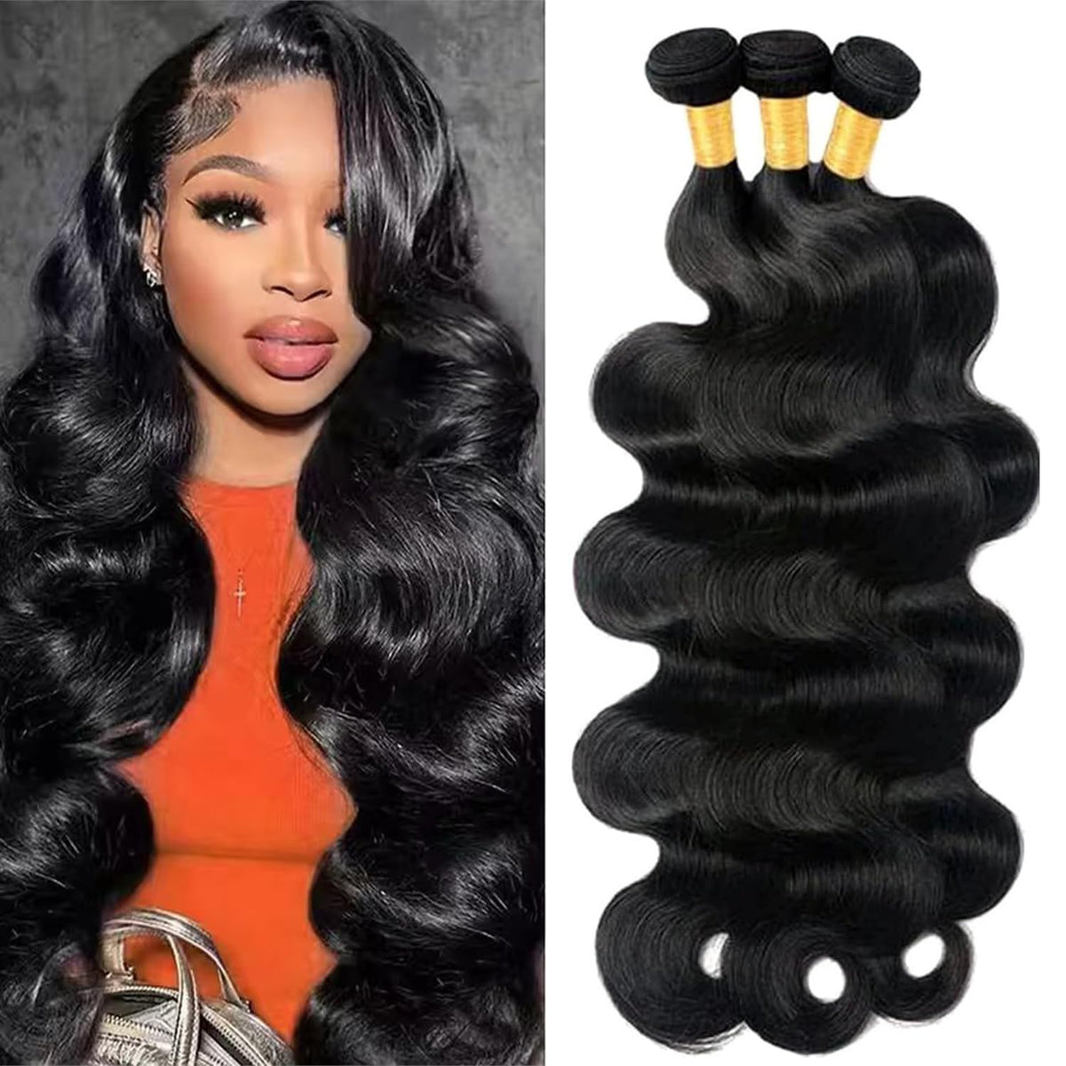 Sungirl 18-inch body wave bundles with natural color for everyday wear.