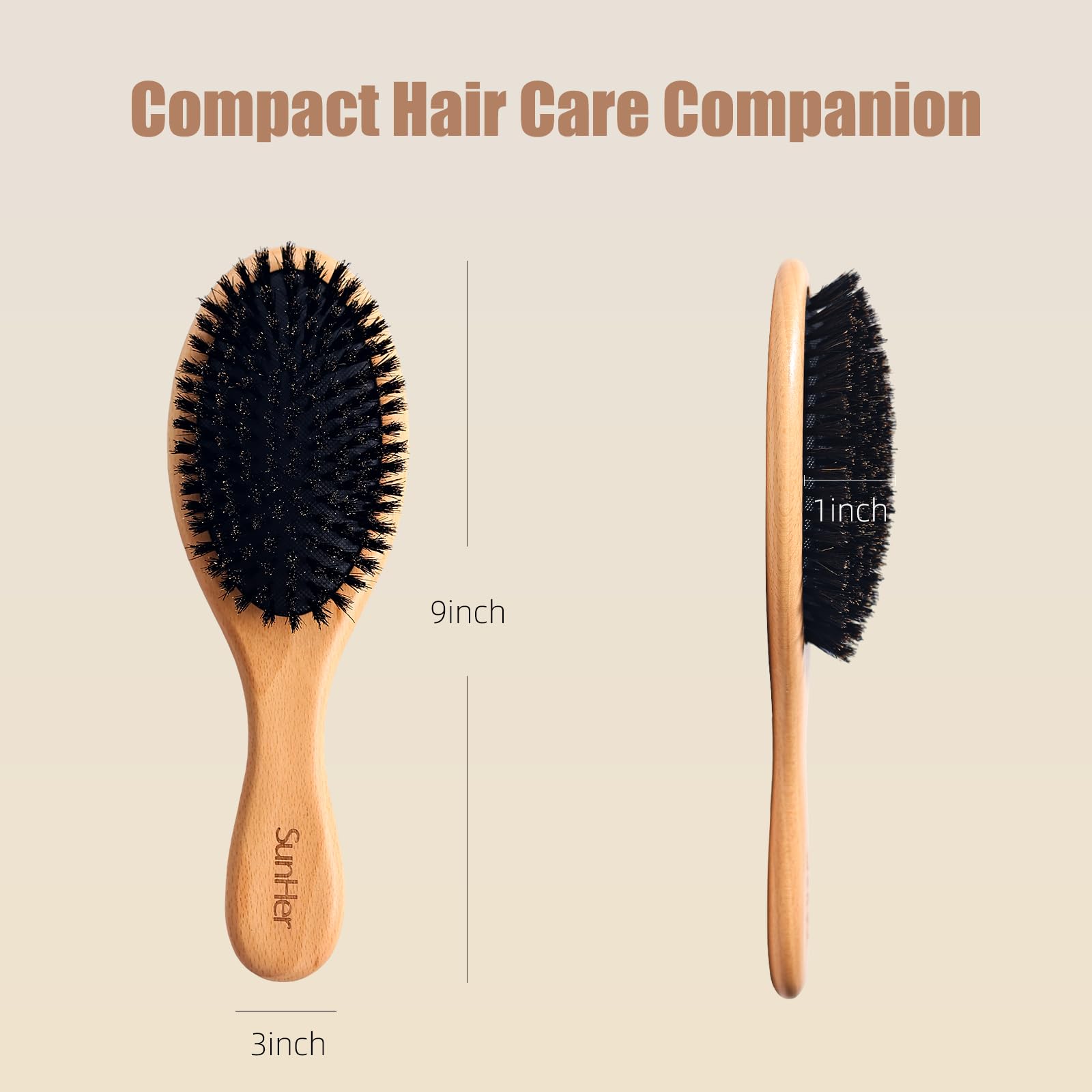 SunHer hand-held brush demonstrates smooth glide on hair.