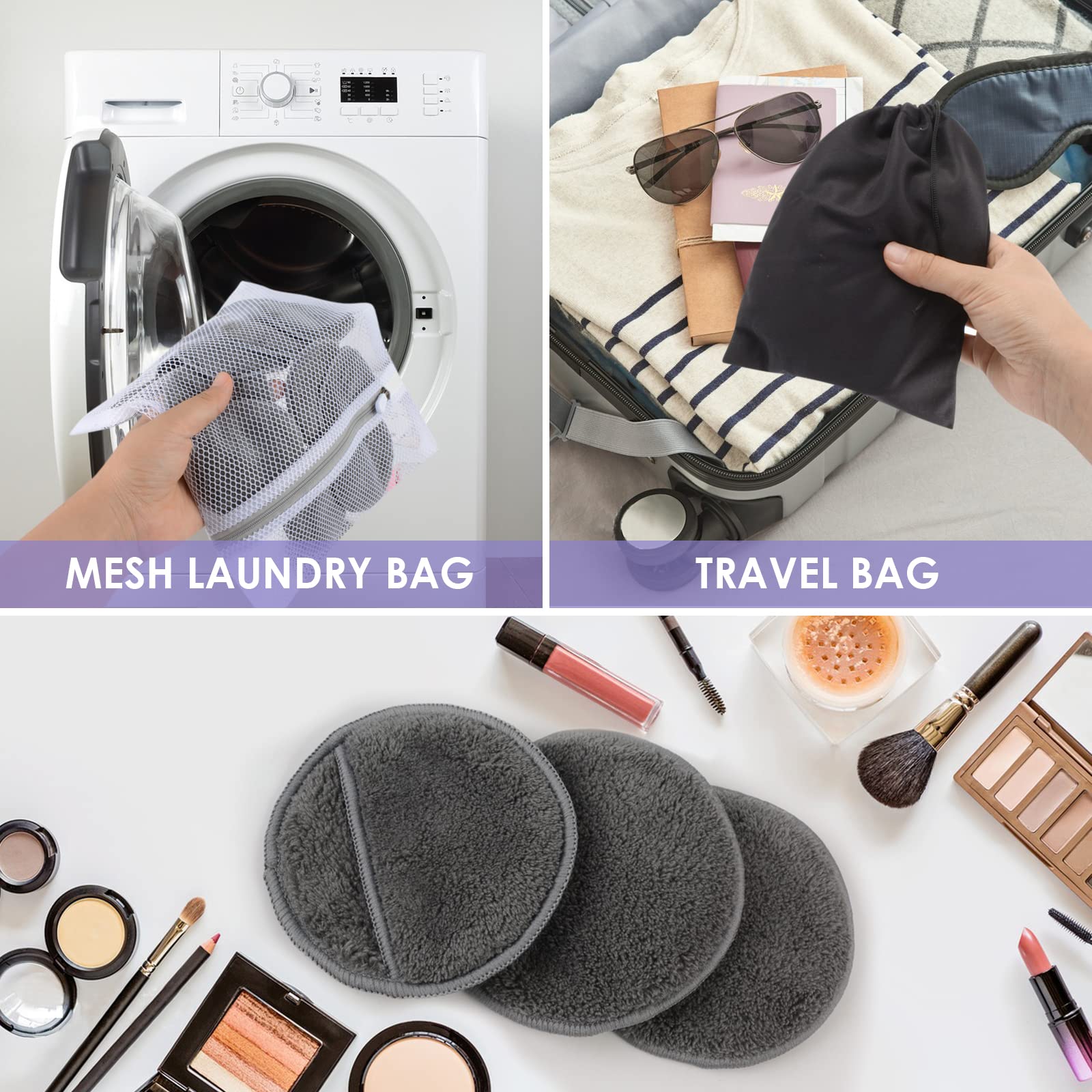 SUNLAND bolsa de viaje, kit compacto para llevar tus discos desmaquillantes.